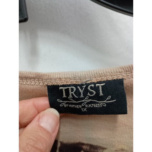 TRYST Hippie Grunge Artsy Top Womens Size XL Multi Tie Dye 3/4 Sleeve Casual - Picture 3 of 11